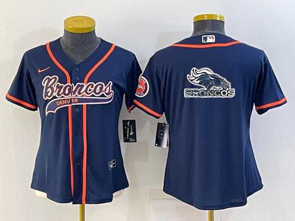 Youth Denver Broncos Navy Team Big Logo With Patch Cool Base Stitched Baseball Jersey->youth nfl jersey->Youth Jersey